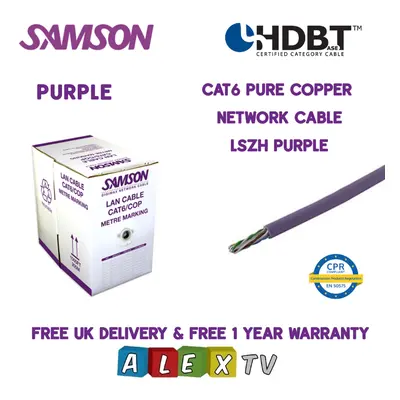 305m Samson CAT6 Copper LSZH PURPLE Internal Network Cable HDBaseT Certified