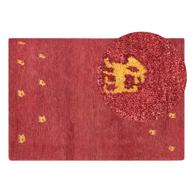 Wool Gabbeh Area Rug x cm Red YARALI