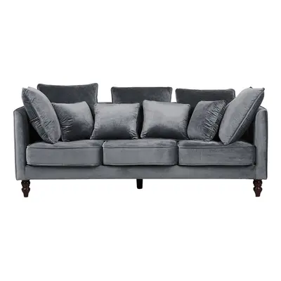 3 Seater Velvet Sofa Grey FENSTAD