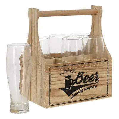 Half Pint Beer Glasses Pack Of Plain Beer Glass Wooden Holder Crate