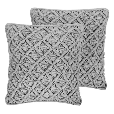 Set of Cushions Geometric Pattern KIZKALESI Cotton x cm Grey