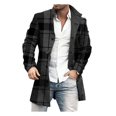 Stylish Men Coat Streetwear Overcoat Lapel Warm Pockets Trench Coat Soft