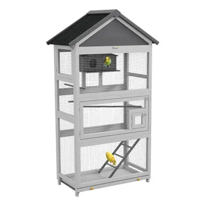 PawHut Bird Cage w/ Stands for Finches, Parakeets, Small Birds - Grey