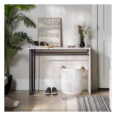 (Faux White Marble) Brown / Faux White Marble Metal/Wood Console Table