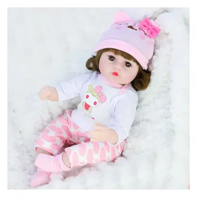 () 42CM Soft Silicone Vinyl Acrylic Eye Rotatable Limbs Cute Lifelike Realistic Reborn Baby Doll