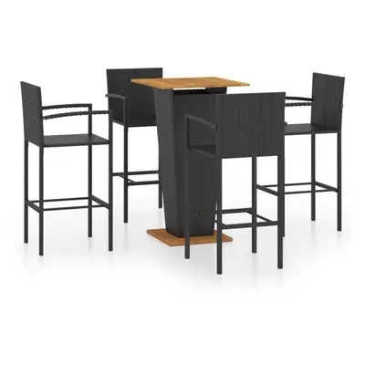 vidaXL Garden Bar Set Piece Black Outdoor Furniture Bistro Table and Chairs