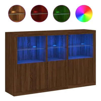 (brown oak) vidaXL Sideboard with LED Lights Home Cupboard Side Cabinet Storage Highboard