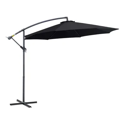 Outsunny 3(m) Cantilever Parasol Banana Umbrella w/ Crank & Tilt, Black