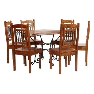 vidaXL Dining Table Set Pieces Dining Table and Chair Solid Acacia Wood