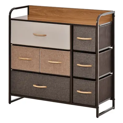 HOMCOM 3-Tier Fabric Bedroom Dresser with Foldable Drawers, Multi-Colored