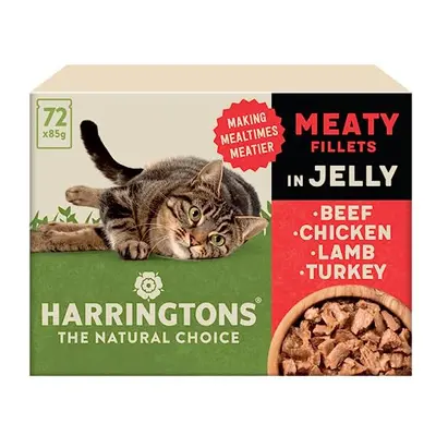 Harringtons Grain Free Meat Selection in Jelly Wet Cat Food 72x85g, Beef, Chicken, Lamb & Turkey