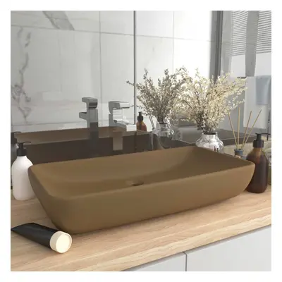 vidaXL Luxury Basin Rectangular Matt Cream 71x38 cm Ceramic