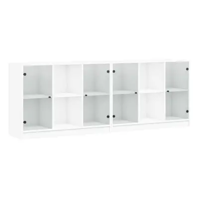 vidaXL Bookcase with Doors Bookshelf Cabinet Highboard White Engineered Wood