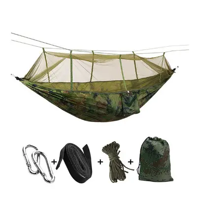 (Jungle Green) Ultralight Parachute Hammock Hunting Mosquito Net Double Person Sleeping Bed Gard