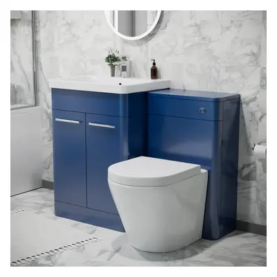 Nes Home Afern 600mm Vanity Unit with Basin, Rimless Toilet, WC unit Royal Blue Freestanding Set