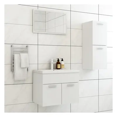 vidaXL Bathroom Furniture Set White Chipboard Wall Mirror Storage Cabinet