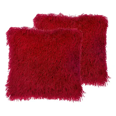 Set of Shaggy Cushions x cm Red CIDE