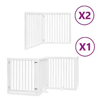 (white, x x cm/ pcs) vidaXL Dog Gate with Door Foldable Panels Dog Fence Pet Gate Poplar Wood