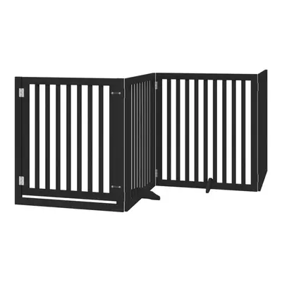 (black, x x cm/ pcs) vidaXL Dog Gate with Door Foldable Pet Gate Dog Fence Pet Barrier Poplar Wo