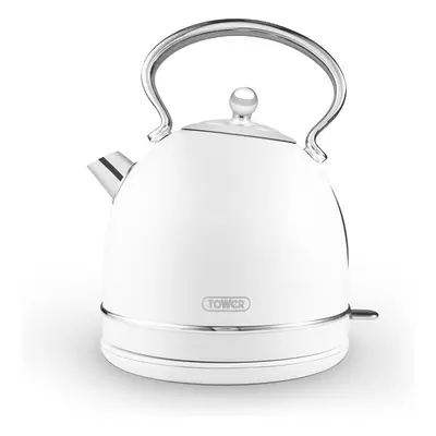 Tower Heritage White Dome Kettle In White & Chrome T10076WHT