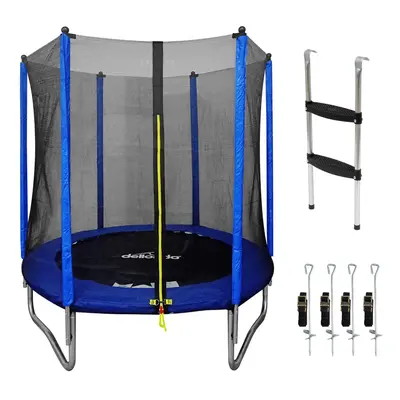 6ft Heavy Duty Outdoor Trampoline for Kids with Safety Enclosure Net, Includes Anchors & Ladder 