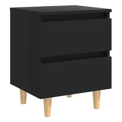 vidaXL Bed Cabinet with Solid Pinewood Legs Black Side Cabinet Nightstand