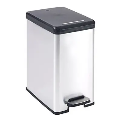 Curver Slim Pedal Bin Deco 25L Silver Trash Can Waste Container Rubbish Bin