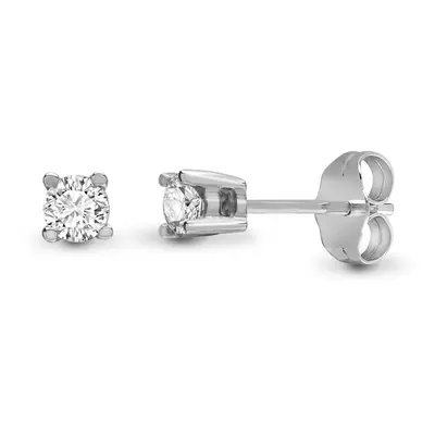 Jewelco London Ladies Solid 9ct White Gold Claw Set Round H I1 0.2ct Diamond Solitaire Stud Earr