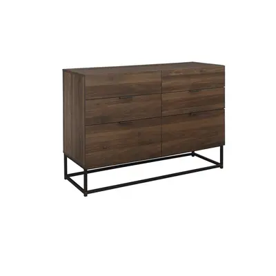 Walnut Drawer Chest Black Metal Leg Birlea Houston Industrial Bedroom Furniture