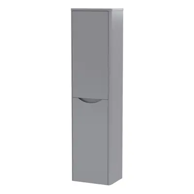 Wall Hung Soft Close Door Tall Unit, 400mm - Satin Grey