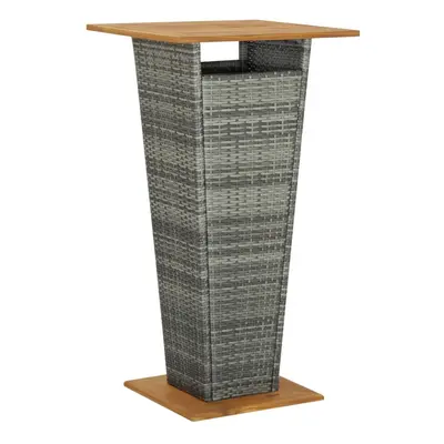 Bar Table Grey 60x60x110 cm Poly Rattan and Solid Acacia Wood