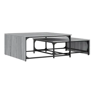 vidaXL Nesting Coffee Tables Stand pcs Grey Sonoma Engineered Wood and Metal