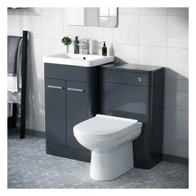 500mm Vanity Basin Unit, WC Unit & Elso Back to Wall Toilet Anthracite