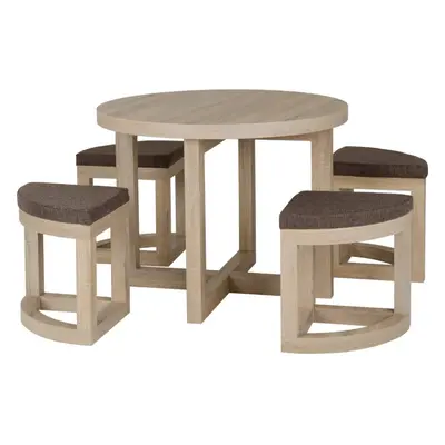 Cambourne Stowaway Dining Set Sonoma Oak Effect /Brown Linen Fleck