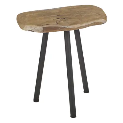 Teak Wooden Side Coffee End Table Stool With Metal Legs Furniture