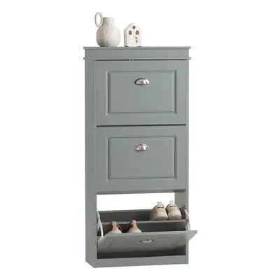 SoBuy FSR94-HG,3 Drawers Shoe Cabinet Shoe Rack Shoe Storage Unit,Grey