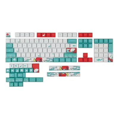 128 Keys Coral Sea Keycap Set XDA Profile PBT Sublimation Keycaps for DIY Mechanical Keyboards