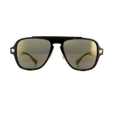 Versace Sunglasses VE2199 12524T Dark Havana Dark Grey Mirror Gold