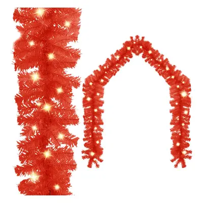 vidaXL Christmas Garland with LED Lights m Red Holiday Decoration Ornament