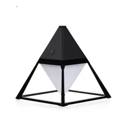 (Black) Diffuser LED Night Light USB Interface Charging Wall Lamp Art Pyramid Shape 2200mAh Batt