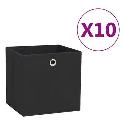 vidaXL 10x Storage Boxes Non-woven Fabric Black Organiser Basket Container