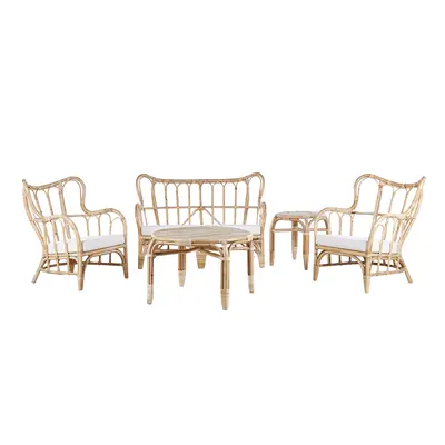 Garden Lounge Set with Table Seater BRINDISI Rattan Natural