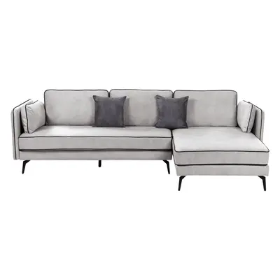 Corner Sofa ALTAN Velvet Light Grey Left Hand