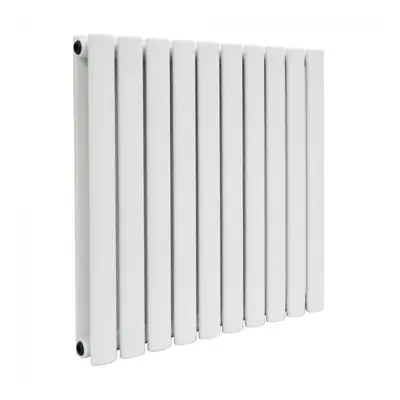 600 x mm Horizontal Designer Radiator White Double Oval Tube | Norden