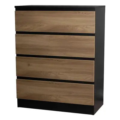 (Black/Oak) Drawer Wooden Bedroom Chest Cabinet No Handles