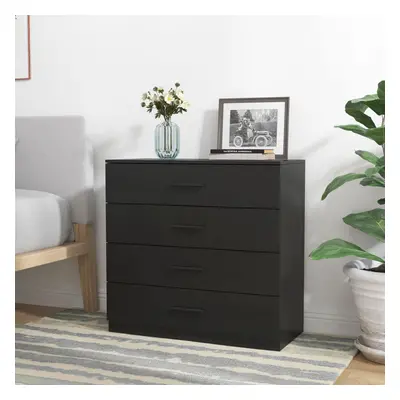 (Black Carcass with Black Drawers, 4) URBNLIVING Drawer Wooden Bedroom Chest Cabinet