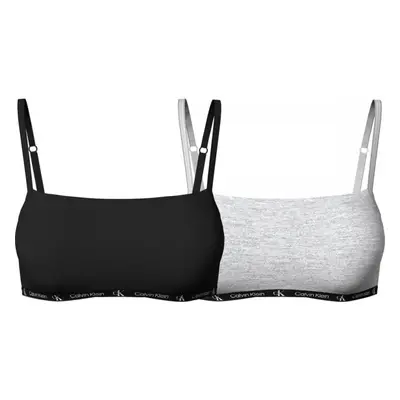 (L) 2-Pack CK Unlined String Bralettes, Black/Grey