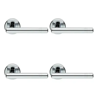 4x PAIR Round T Bar Handle with Ringed Design Concealed Fix Polished Chrome