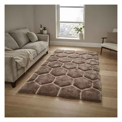 (Beige, x cm) 3D Geometric HoneyComb Hexagon Rugs Handmade Super Soft Thick 4cm Pile Shaggy Rug 