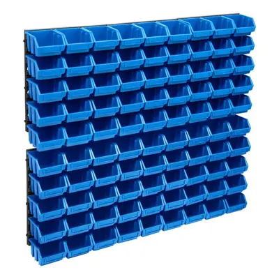 vidaXL Storage Bin Kit with Wall Panels Piece Blue and Black Tool Boxes